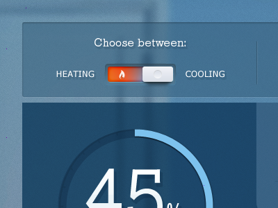 Heating - Cooling Toggle button calculator infographic slider toggle ui ux web