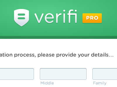 Verifi Pro form gotham green interface typography ui