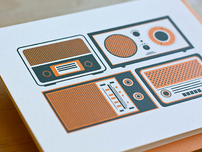 Retro Cards card icon illustration radio retro screenprint simple vintage