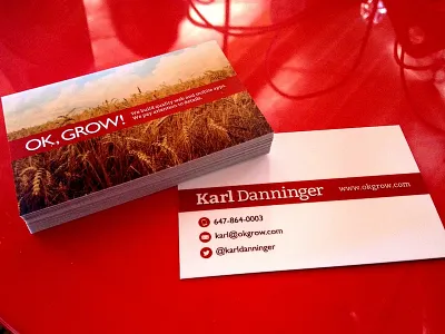 OK, GROW! business cards business card card red stripe