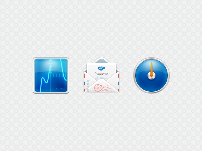 Icons ekg email envelope gauge mail speedometer