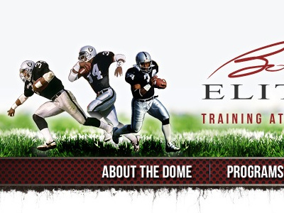 Bo Jackson's Elite Sports baseball bo jackson dirt football grass header menu navigation raiders sports web design wordpress