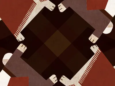 Deco Rabbits2 collage development digital illustration