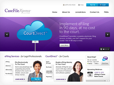 CaseFileXpress Site Update purple ui web