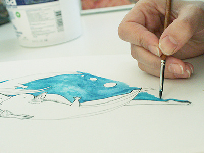 Axolotls illustration picture process watercolor