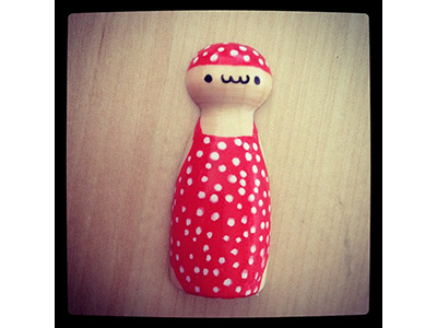 Polkadot Bathing Suit bathing suit brooch handmade polkadot wooden figurine