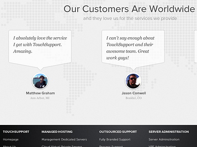 Testimonials clean customers design homepage review