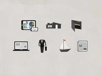 Financial Icons boat business cpa financial house icon set laptop money newspaper phone publication suit tablet wallet
