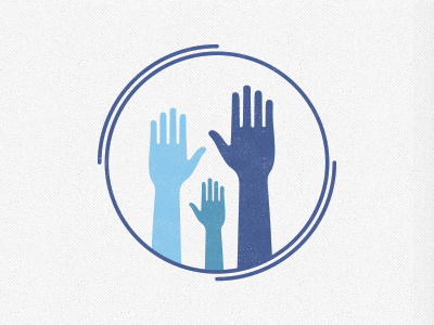 Debate icon blue circle debate hands icon line logo minimal participate