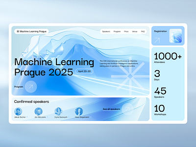 Machine Learning Prague conference website concept 3d ai hero section machine learning typography ui web web design website