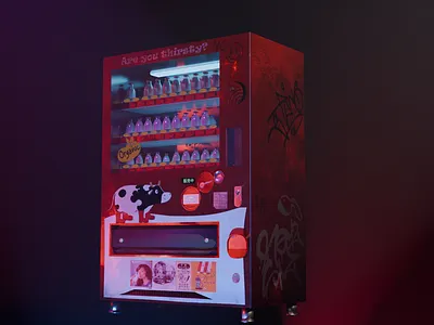 Fridge 3d blender cyberpunk dieselpunk style fridge