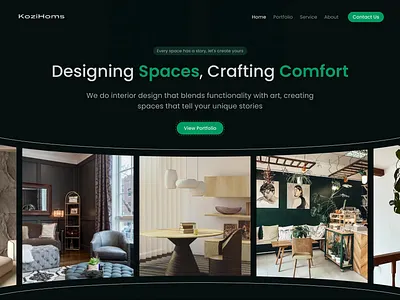 KoziHoms- an interior design agency animation hero section interior design ui