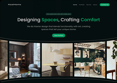 KoziHoms- an interior design agency animation hero section interior design ui