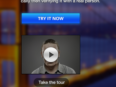 Try it now blue button homepage landing page play ui user interface video website