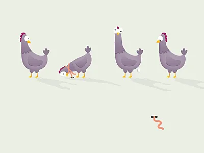 Chicken chicken crazy egg illustration purple worm