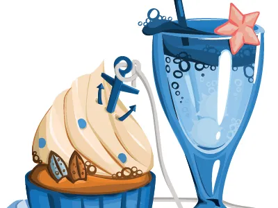 Sea Life anchor coctail cupcake fresh sea vector