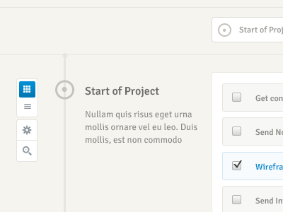 Project Timeline collapsed navigation project row task tick box tickbox timeline title ui user experience user interface ux web app web application