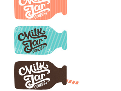 Milk Jar Cookies color cookies logo milk milk bottle retro straw typography