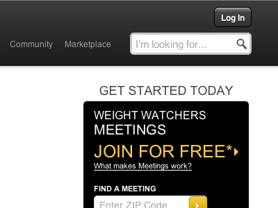 Weight Watchers - Visitor Site - Homepage Login/Search frontend homepage weight watchers