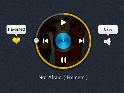 Mini Music Player black blue charhen china eminem icons like music play player ui ux yellow