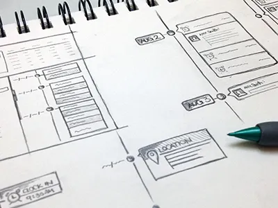 Initial Web App Sketch layout pencil prototype sketch timeline ui wireframe