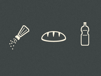 Salt, Bread and Sunflower Oil bread food icons oil pictogram pixelperfect salt sunflower oil unicef