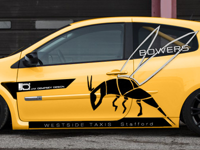 Clio Cup Vinyl Work (wasp) black car clio racing vinyl yellow