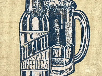 TRAVOIS GOODS CO. TO HEALTH & HAPPINESS beer brew design drink graphic lettering type typography vintage