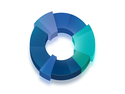 An illustration for a website 3d blue color drawing icon illustration pie piechart social website димитър петров