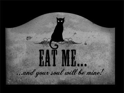 Soul cat creepy dark halloween label soul topper