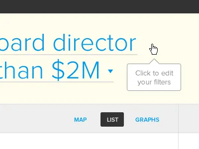 Massive active area for faceted search filters flat search tooltip yellow