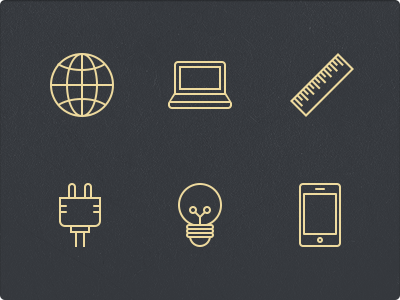 Stroke Icons 64px bulb globe glyphs icon iphone laptop plug ruler stroke world