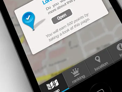 geoloc game blur ios map pin popup tabs