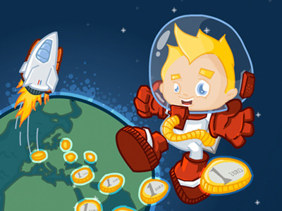 Space Oddity bank euro illustrate illustratie illustration kids money nl space space oddity