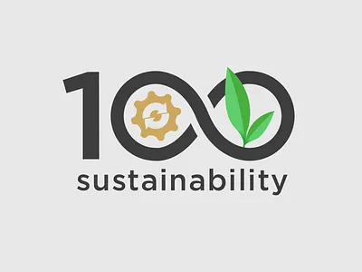 Sustainability cog emblem green illustration infinity sign logo plant recycle sustainability