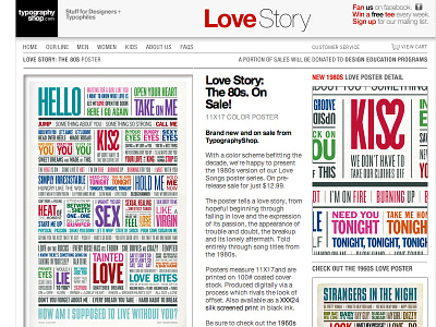 Love Songs: The 80s Poster on site design love music poster type typography typographyshop web