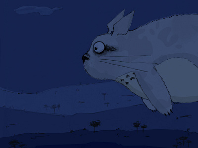 Flying Totoro digital fan art ghibli illustration neighbour pencil totoro week