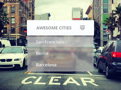 Awesome City Dropdown button clean dropdown free freebie minimal san francisco transparency