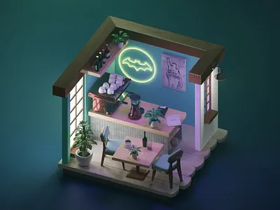 Isometric cafe in Blender 3D 3d animation blender cafe concept graphic design isometric