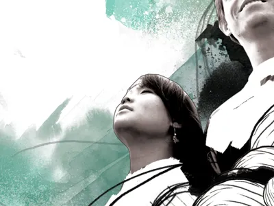 Gazing... girl graphics illustration splatter watercolour