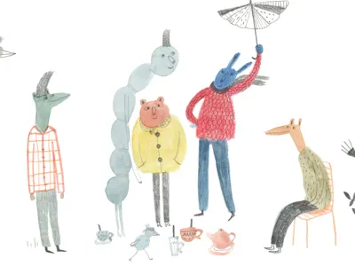 Fall pick-nick animals fall illustration pick nick