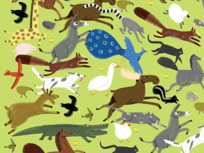 a sea of animals animals digital editorial illustration