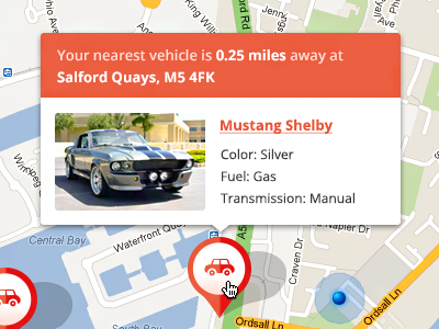 Map popover car design google maps map mustang popup shelby ui ux web web design website