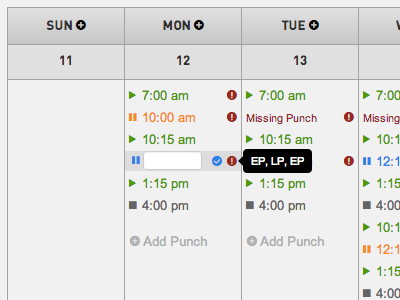 Timecard reporttime ui