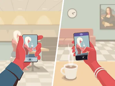 Picture Giving app clean illustration phone vector