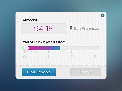 Preschool Finder button location school slider