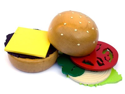 Wooden Hamburger 2 craft hamburger sculpture wood