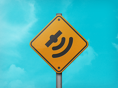 sign signal clouds icon illustration orange road sign satellite signal