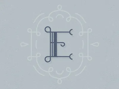 Lines e letter line swirl type typography