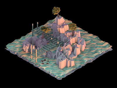 There goes the Sun c4d cinema 4d isometrics low poly sun